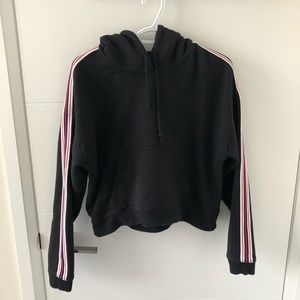 TNA cropped black hoodie with stripe